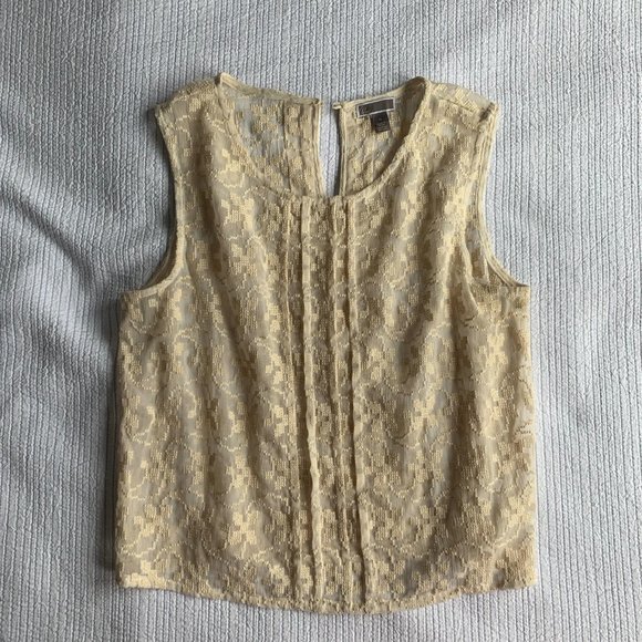 Chelsea28 Tops - Chelsea 28 Embroidered Tank Top Cream Sheer Lace Sleeveless